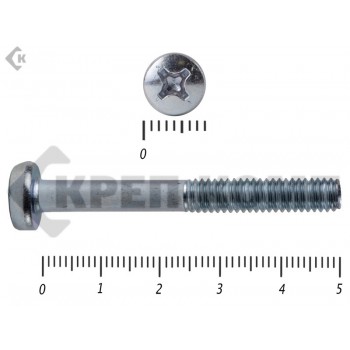 Винт полуцилиндрическая головка,цинк DIN7985 4х50 Фасовка не полная резьба (300шт) Prokrep