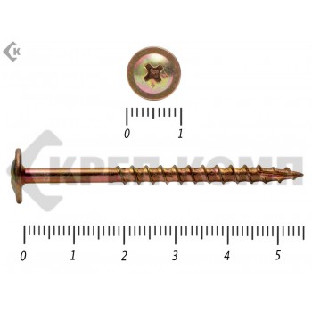 Саморезы с прессшайбой по дереву, Wood-Plate 4х55 мм, желтый цинк, HIMTEX (25шт) HIMTEX
