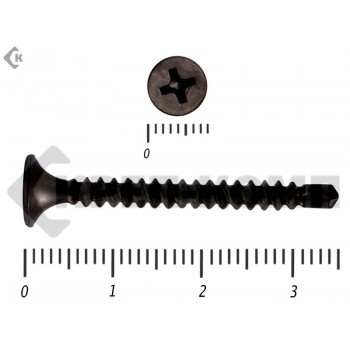 Саморез потай сверло, черный 3,5х35 Малая фасовка (80шт) Prokrep