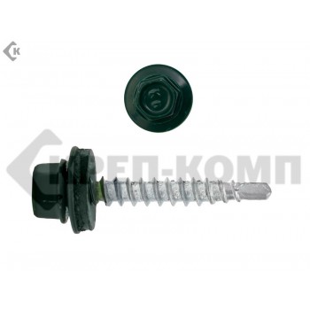 Саморез кровельный 4,8х35 RAL6005, тёмно-зелёный К Prokrep Средняя фасовка (250шт) Prokrep