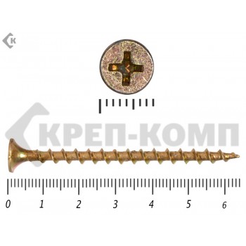 Саморез жёлтый цинк PH-2, по дереву 3,8х64 Малая фасовка (30шт) Prokrep
