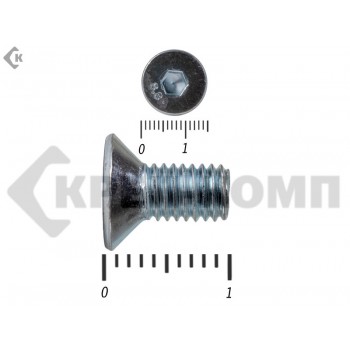 Винт потайной с внутр. шестигр., полная резьба, цинк DIN 7991 8х 10 пр.8.8 (250шт) Prokrep