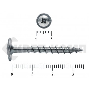 Саморезы с прессшайбой по дереву, Wood-Plate 4х35 мм, БЕЛЫЙ ЦИНК, Prokrep (500 шт) Prokrep