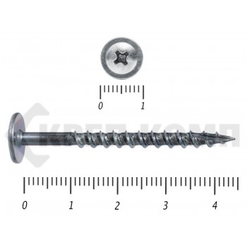 Саморезы с прессшайбой по дереву, Wood-Plate 4х45 мм, БЕЛЫЙ ЦИНК, Prokrep (500 шт) Prokrep