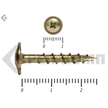 Саморезы с прессшайбой по дереву, Wood-Plate 4х25 мм, желтый цинк, Prokrep (1000 шт) Prokrep
