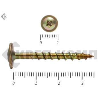 Саморезы с прессшайбой по дереву, Wood-Plate 4х35 мм, желтый цинк, Prokrep (500 шт) Prokrep