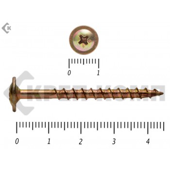 Саморезы с прессшайбой по дереву, Wood-Plate 4х45 мм, желтый цинк, Prokrep (500 шт) Prokrep