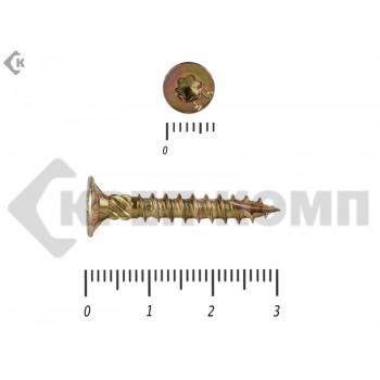 Саморезы Конструкционные, потай Torx, желтый цинк3.5х 30 мм ПРОФИ HIMTEX (50 шт) HIMTEX
