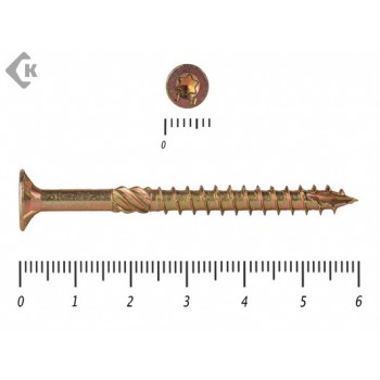Саморезы Конструкционные, потай Torx, желтый цинк4.0х 60 мм ПРОФИ HIMTEX (20 шт) HIMTEX