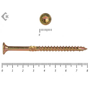 Саморезы Конструкционные, потай Torx, желтый цинк4.5х 80 мм ПРОФИ HIMTEX (20 шт) HIMTEX