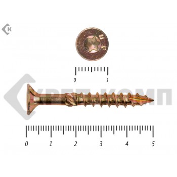 Саморезы Конструкционные, потай Torx, желтый цинк5.0х 50 мм ПРОФИ HIMTEX (20 шт) HIMTEX