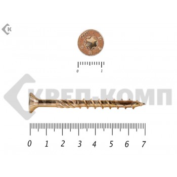 Саморезы Конструкционные, потай Torx, желтый цинк6.0х 70 мм ПРОФИ HIMTEX (20 шт) HIMTEX