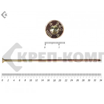Саморезы Конструкционные, потай Torx, желтый цинк8.0х340 мм Prokrep (25 шт) Prokrep