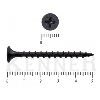 Саморез черный по дереву усиленный Kn KENNER 3,5х51 Средняя фасовка (1кг/350) KENNER