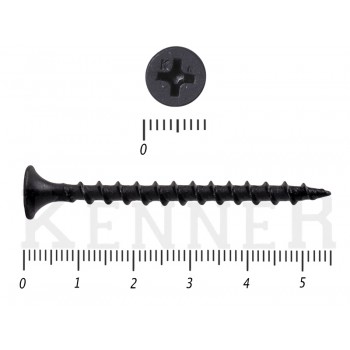 Саморез черный по дереву усиленный Kn KENNER 3,5х55 Средняя фасовка (1кг/300) KENNER