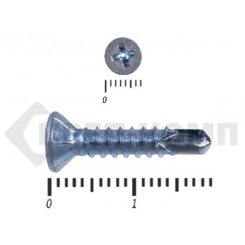 Саморез потай, цинк 3.5 х 19 сверло, DIN 7504P Малая фасовка (200шт) Prokrep