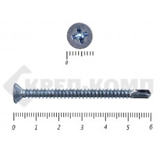 Саморез потай, цинк 4.8 x 60 сверло, DIN 7504P Малая фасовка (30шт) Prokrep