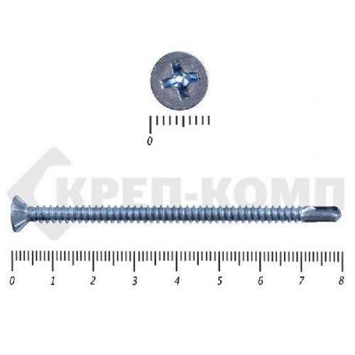 Саморез потай, цинк 4.8 x 80 сверло, DIN 7504P Малая фасовка (20шт) Prokrep Саморез потай, цинк 4.8 x 80 сверло, DIN 7504P Малая фасовка (20шт) Prokrep