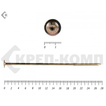 Саморезы с прессшайбой Torx, по дереву, желтый цинк6.0х280 мм Prokrep (50 шт) Prokrep
