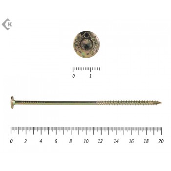 Саморезы с прессшайбой Torx, по дереву, желтый цинк8.0х200 мм Prokrep (50 шт) Prokrep