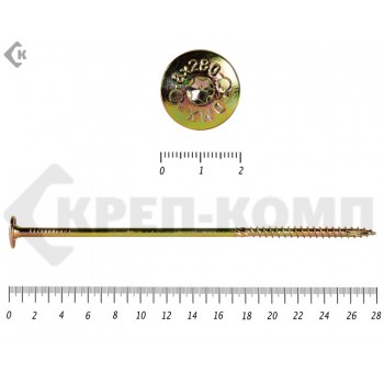 Саморезы с прессшайбой Torx, по дереву, желтый цинк8.0х280 мм Prokrep (50 шт) Prokrep