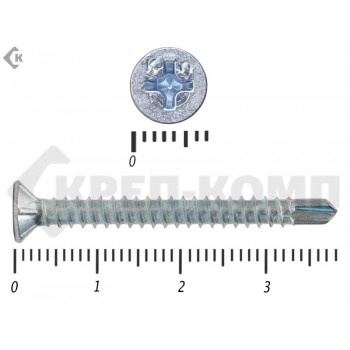 Саморез оконный со сверлом, Белый цинк, под автомат 3,9х38 Kn Малая фасовка (50шт) KENNER