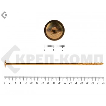 Саморезы с прессшайбой Torx, по дереву, желтый цинк8.0х360 мм Prokrep (25 шт) Prokrep