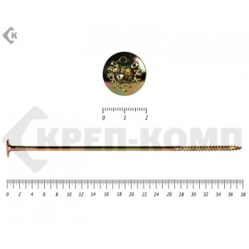 Саморезы с прессшайбой Torx, по дереву, желтый цинк8.0х380 мм Prokrep (25 шт) Prokrep