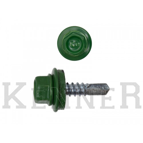 Саморез кровельный 4,8х19 RAL6002, зелёный Kn KENNER (4500шт) KENNER Саморез кровельный 4,8х19 RAL6002, зелёный Kn KENNER (4500шт) KENNER