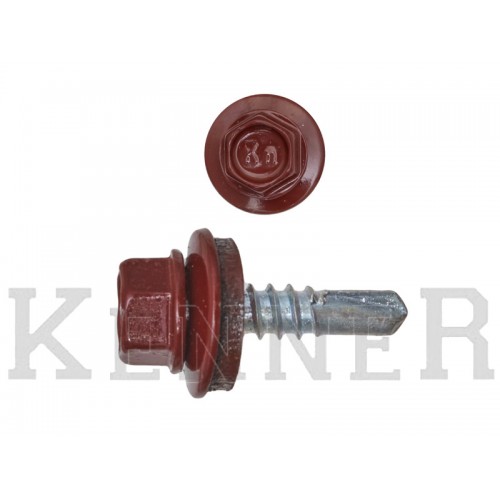 Саморез кровельный 4,8х19 RAL3009, оксидно-красный Kn KENNER Средняя фасовка (300шт) KENNER Саморез кровельный 4,8х19 RAL3009, оксидно-красный Kn KENNER Средняя фасовка (300шт) KENNER