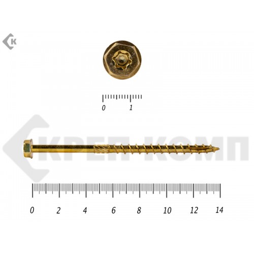 Саморезы по дереву желтые, шестигранные Torx 8х140 мм Prokrep (100 шт) Prokrep Саморезы по дереву желтые, шестигранные Torx 8х140 мм Prokrep (100 шт) Prokrep