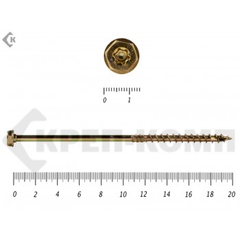 Саморезы по дереву желтые, шестигранные Torx 8х200 мм Prokrep (100 шт) Prokrep