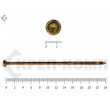 Саморезы по дереву желтые, шестигранные Torx 8х240 мм Prokrep (50 шт) Prokrep