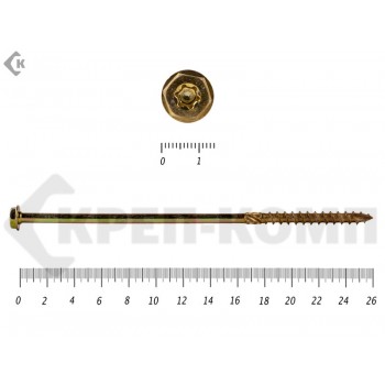 Саморезы по дереву желтые, шестигранные Torx 8х260 мм Prokrep (50 шт) Prokrep