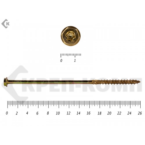 Саморезы по дереву желтые, шестигранные Torx 8х260 мм Prokrep (50 шт) Prokrep Саморезы по дереву желтые, шестигранные Torx 8х260 мм Prokrep (50 шт) Prokrep