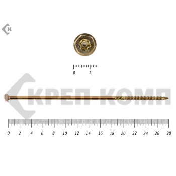 Саморезы по дереву желтые, шестигранные Torx 8х280 мм Prokrep (50 шт) Prokrep