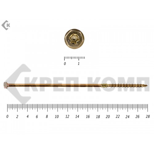 Саморезы по дереву желтые, шестигранные Torx 8х280 мм Prokrep (50 шт) Prokrep Саморезы по дереву желтые, шестигранные Torx 8х280 мм Prokrep (50 шт) Prokrep