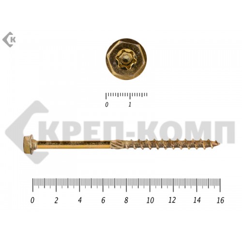 Саморезы по дереву желтые, шестигранные Torx 10х160 мм Prokrep (25 шт) Prokrep Саморезы по дереву желтые, шестигранные Torx 10х160 мм Prokrep (25 шт) Prokrep
