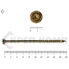 Саморезы по дереву желтые, шестигранные Torx 10х200 мм Prokrep (25 шт) Prokrep