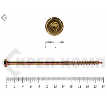 Саморезы по дереву желтые, шестигранные Torx 10х240 мм Prokrep (20 шт) Prokrep