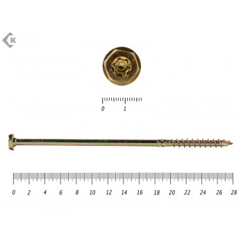 Саморезы по дереву желтые, шестигранные Torx 10х280 мм Prokrep (20 шт) Prokrep