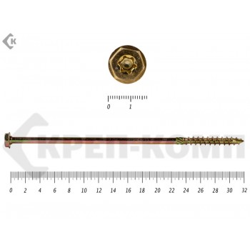 Саморезы по дереву желтые, шестигранные Torx 10х320 мм Prokrep (20 шт) Prokrep