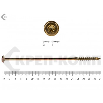 Саморезы по дереву желтые, шестигранные Torx 10х340 мм Prokrep (20 шт) Prokrep