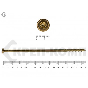 Саморезы по дереву желтые, шестигранные Torx 10х360 мм Prokrep (20 шт) Prokrep