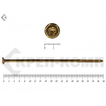 Саморезы по дереву желтые, шестигранные Torx 10х380 мм Prokrep (20 шт) Prokrep