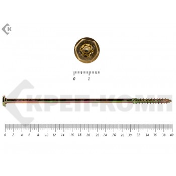 Саморезы по дереву желтые, шестигранные Torx 10х400 мм Prokrep (20 шт) Prokrep