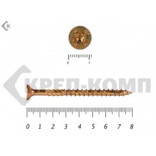 Саморезы Конструкционные, потай Torx, желтый цинк6.0х 80 мм ПРОФИ HIMTEX (20 шт) HIMTEX
