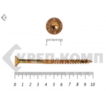 Саморезы Конструкционные, потай Torx, желтый цинк6.0х100 мм ПРОФИ HIMTEX (10 шт) HIMTEX