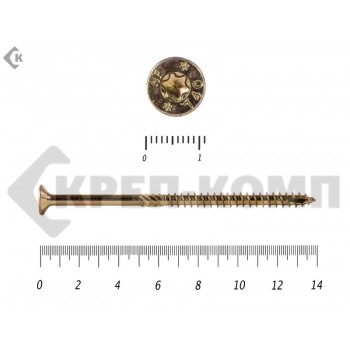 Саморезы Конструкционные, потай Torx, желтый цинк6.0х140 мм ПРОФИ HIMTEX (10 шт) HIMTEX