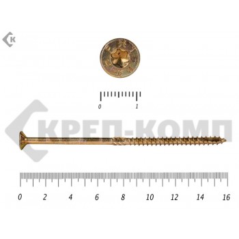 Саморезы Конструкционные, потай Torx, желтый цинк6.0х160 мм ПРОФИ HIMTEX (10 шт) HIMTEX